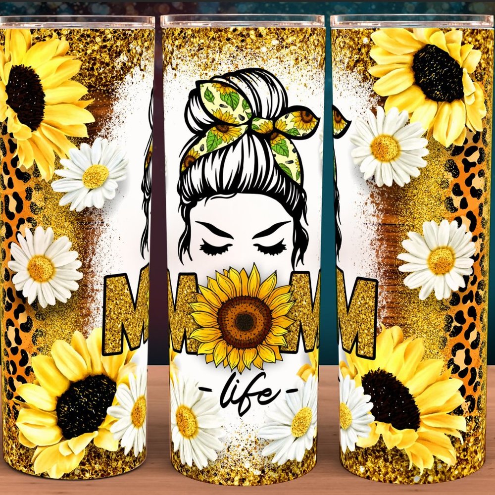 Mom Life Floral Cheetah Print Cup Mug Tumbler 20oz
